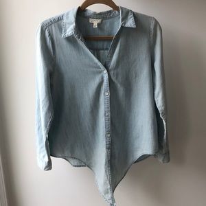 Soft Joie chambray button-down denim tie front top